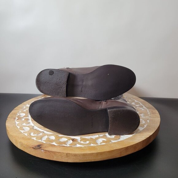 Cole Haan Rockland Chestnut Brown Leather & Stretch Riding/Knee-high Boots - Picture 9 of 12